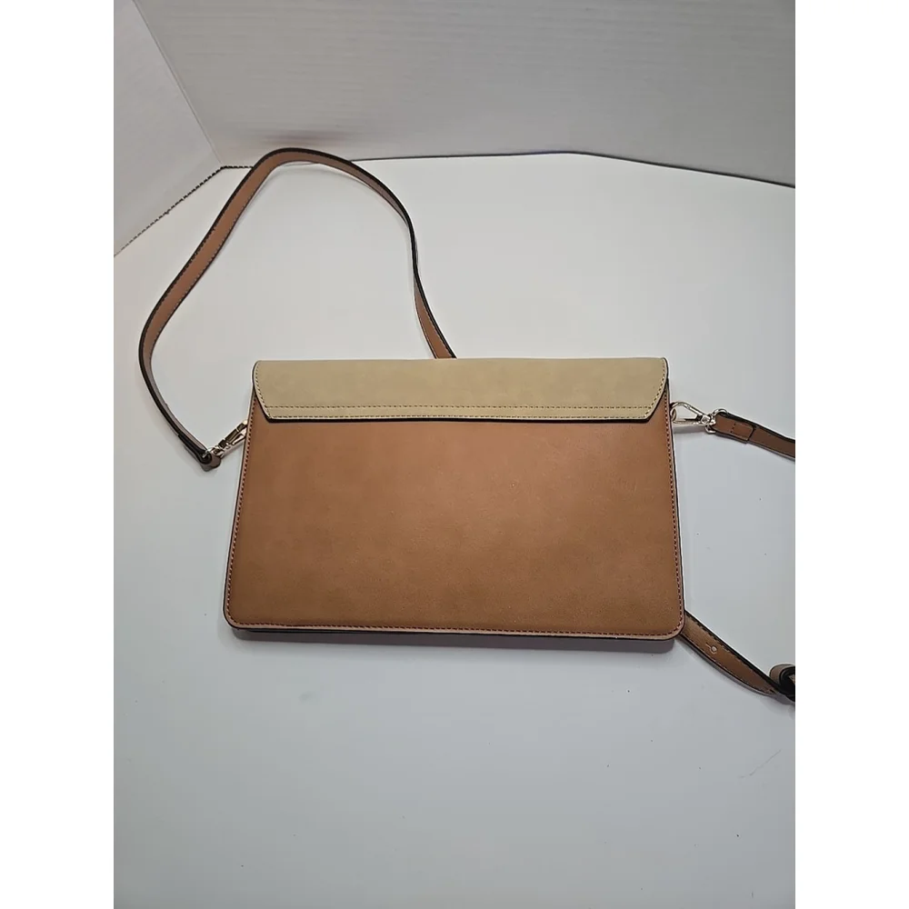Chelsea28 Vegan Leather Color Block Brown Crossbody Purse Bag